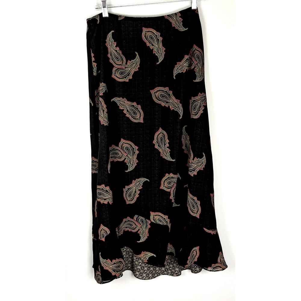 Vtg 90s/Y2K Emma James reversible maxi. sz12 Black Paisley skirtGeo print flared